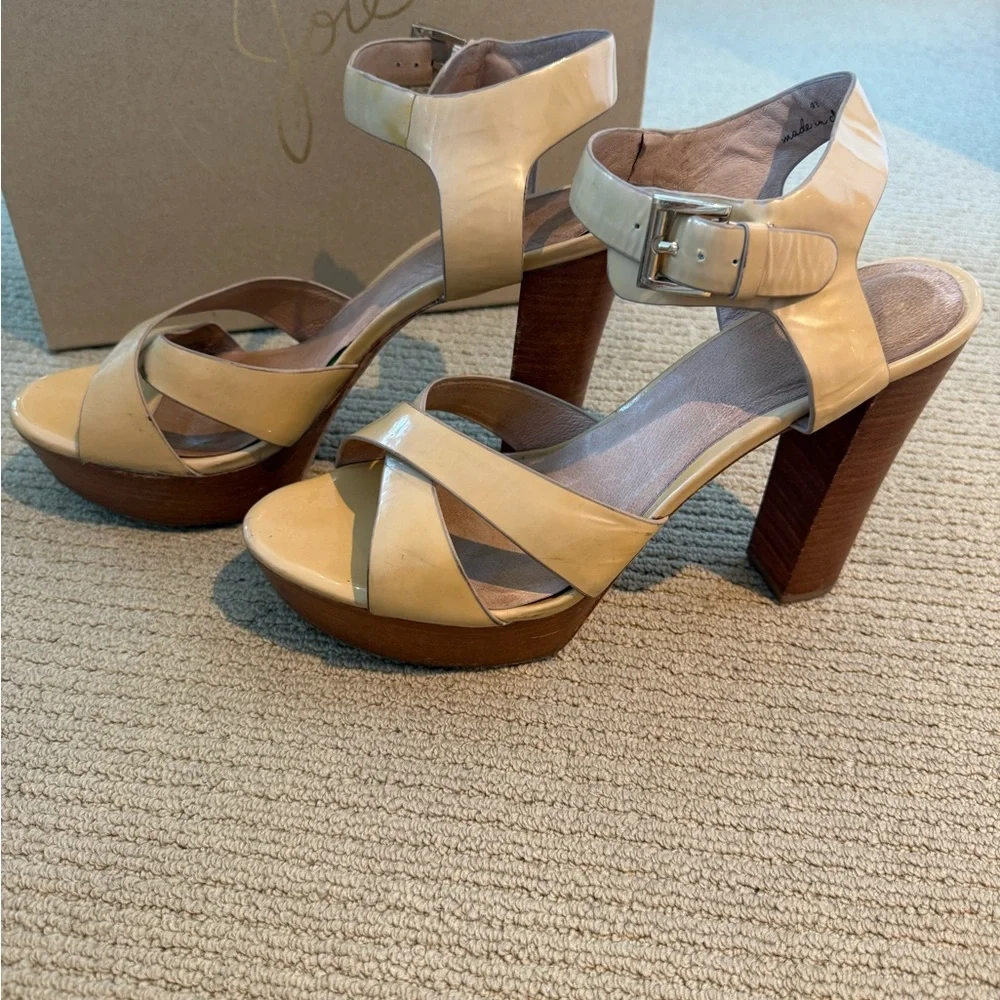 Joie Skyer Nude Beige Patent Platform Ankle Strap Sandals size 41 - Picture 9 of 10